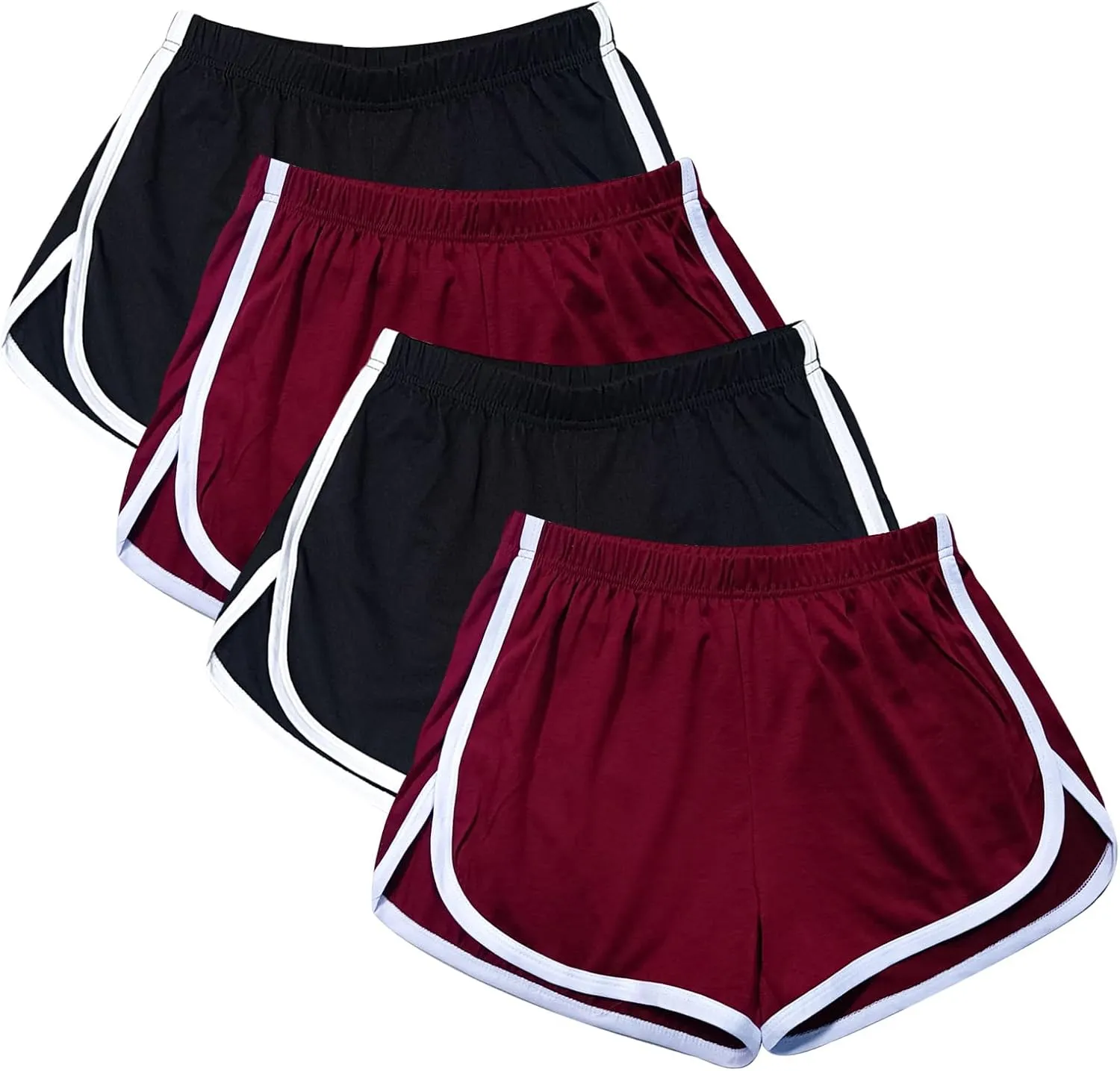 Cameway 4 Pack Women's Cotton Yoga Dance Short Pants Summer Athletic Cycling Hiking Sports Shorts
