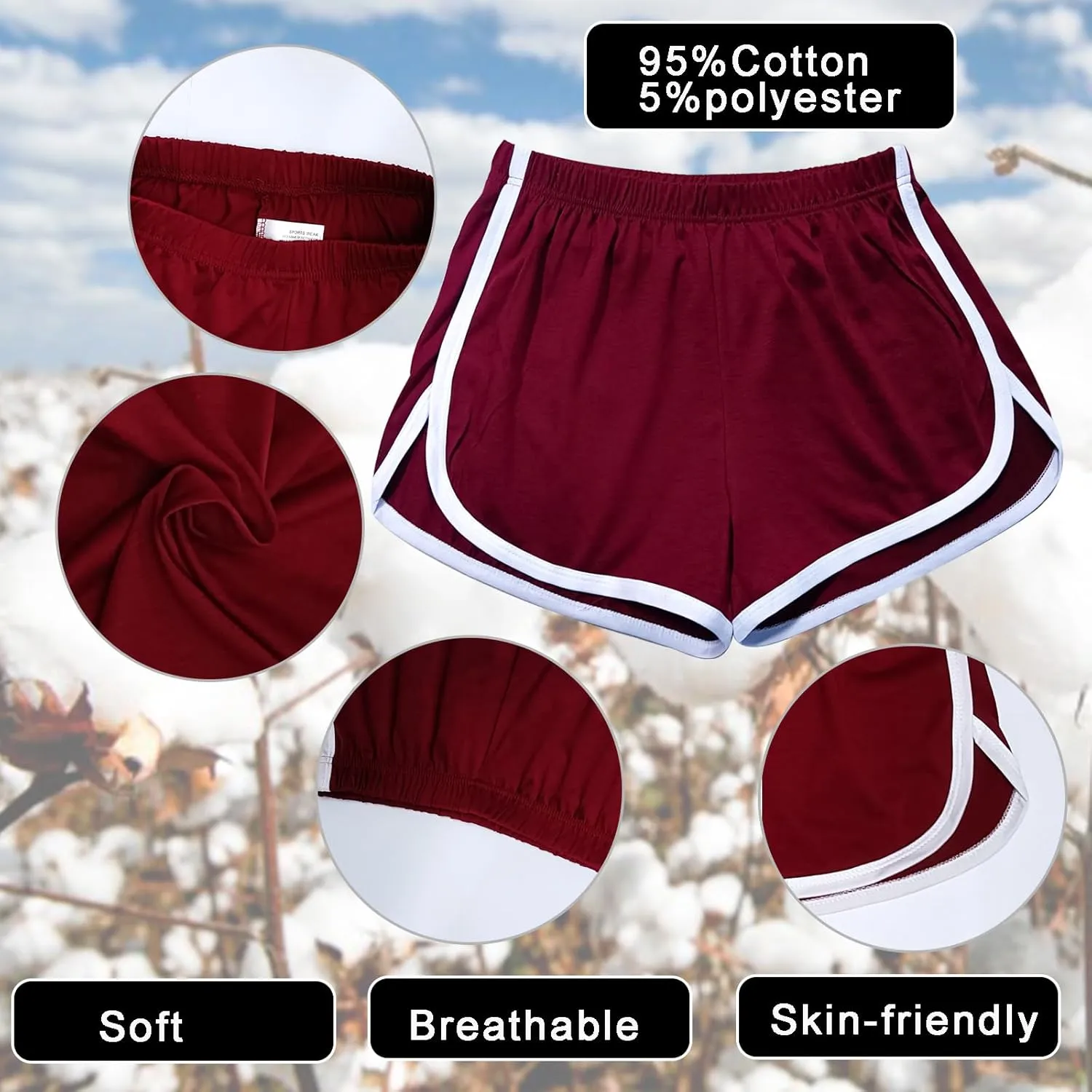 Cameway 4 Pack Women's Cotton Yoga Dance Short Pants Summer Athletic Cycling Hiking Sports Shorts