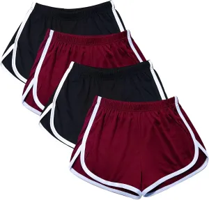 Cameway 4 Pack Women's Cotton Yoga Dance Short Pants Summer Athletic Cycling Hiking Sports Shorts