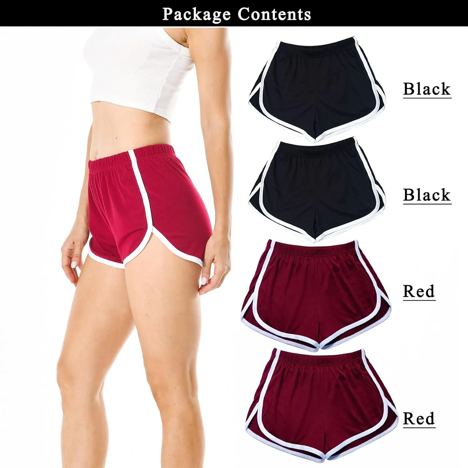 Cameway 4 Pack Women's Cotton Yoga Dance Short Pants Summer Athletic Cycling Hiking Sports Shorts