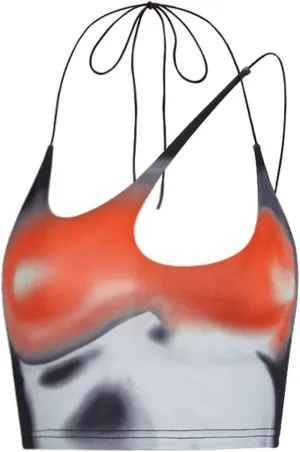 CAPE CLIQUE Womens Sexy Y2K Crop Tops Lace Up Body Print Hollow Out Summer Tie Dye Sleeveless Cami Plunge Tank Top