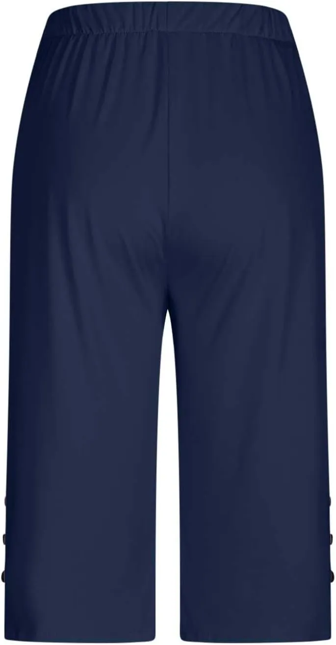 Capri Pants for Women Casual Summer Cropped Pants Plus Size Elastic Waist Capris Comfy Workout Loose Yoga Pants