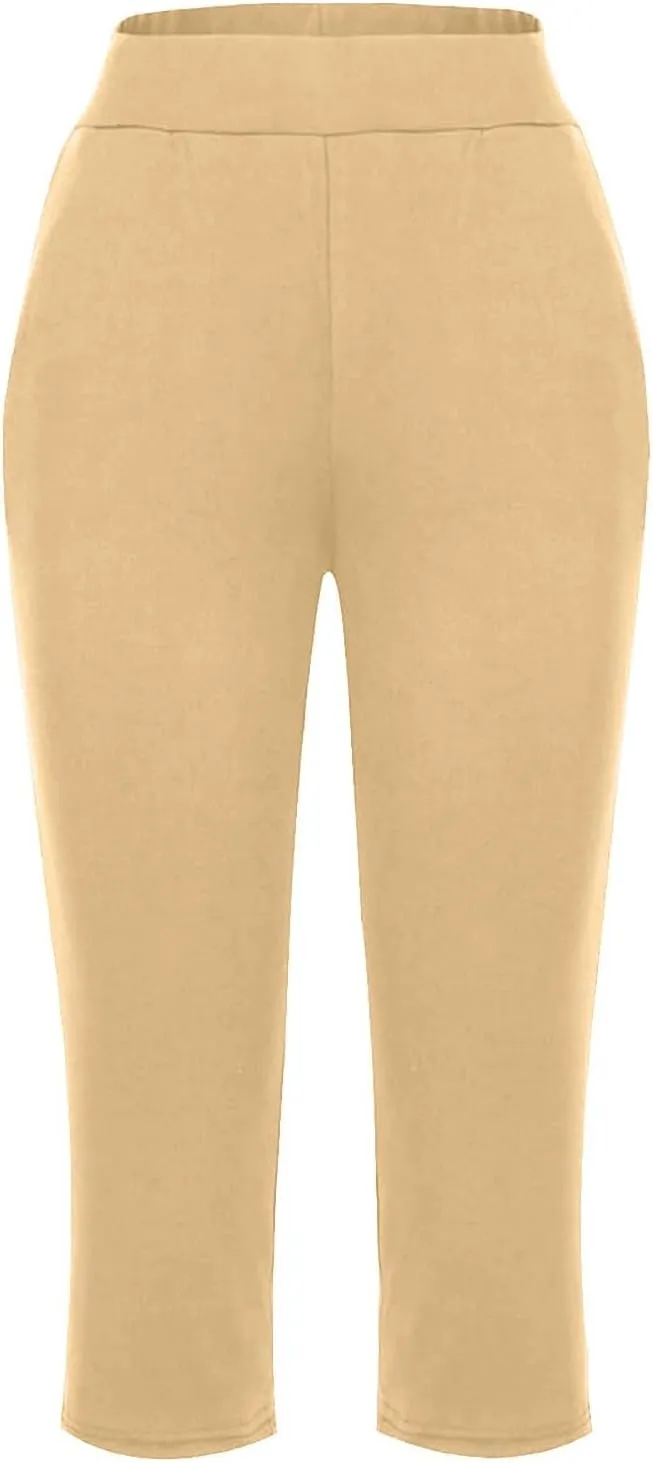 Capris Pants for Women Summer Casual Workout Capri Yoga Pants Straight Leg Exercise 2025 Yoga Pants with Pockets