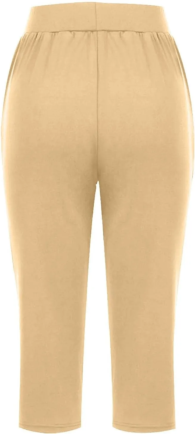 Capris Pants for Women Summer Casual Workout Capri Yoga Pants Straight Leg Exercise 2025 Yoga Pants with Pockets