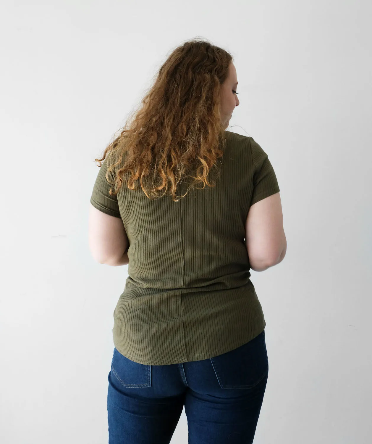 CASSIA rib knit tee in Dusty Olive