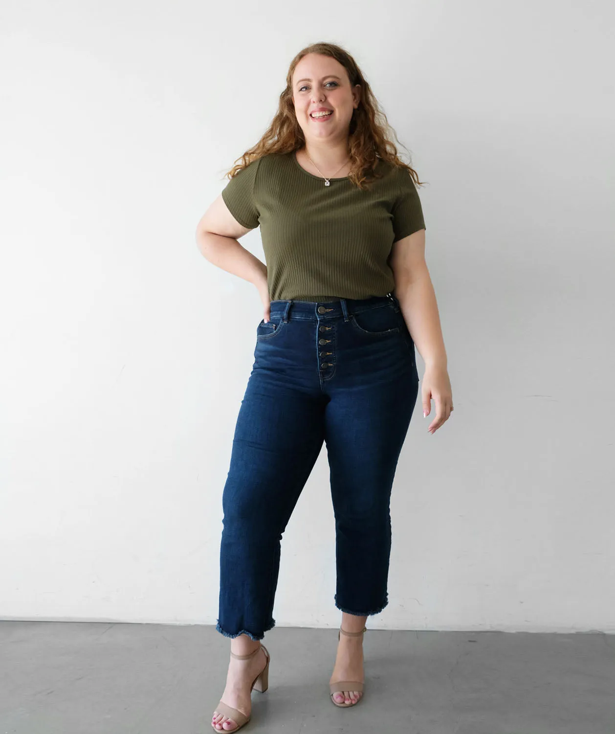 CASSIA rib knit tee in Dusty Olive