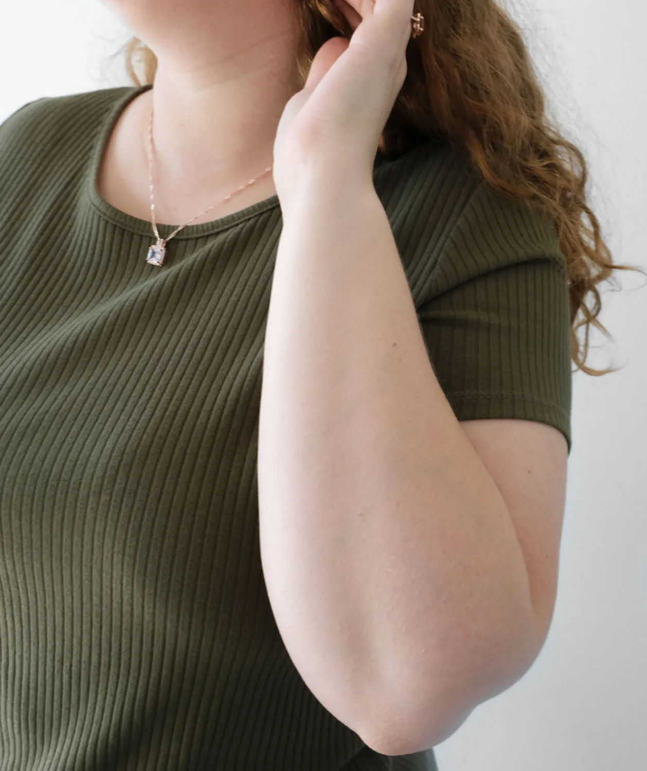 CASSIA rib knit tee in Dusty Olive