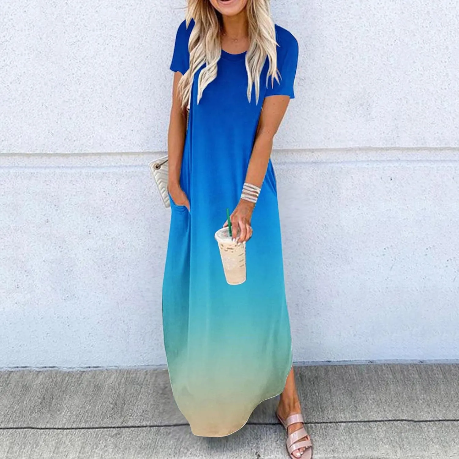 Ceboyel Women's Summer Dresses 2023 Casual Long Maxi Dress Short Sleeve Tshirt Dresses Boho Trendy Hawaiian Beach Clothing