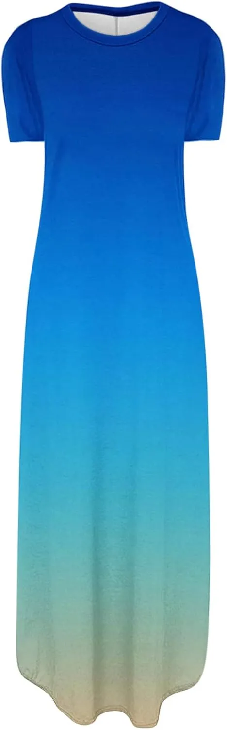 Ceboyel Women's Summer Dresses 2023 Casual Long Maxi Dress Short Sleeve Tshirt Dresses Boho Trendy Hawaiian Beach Clothing