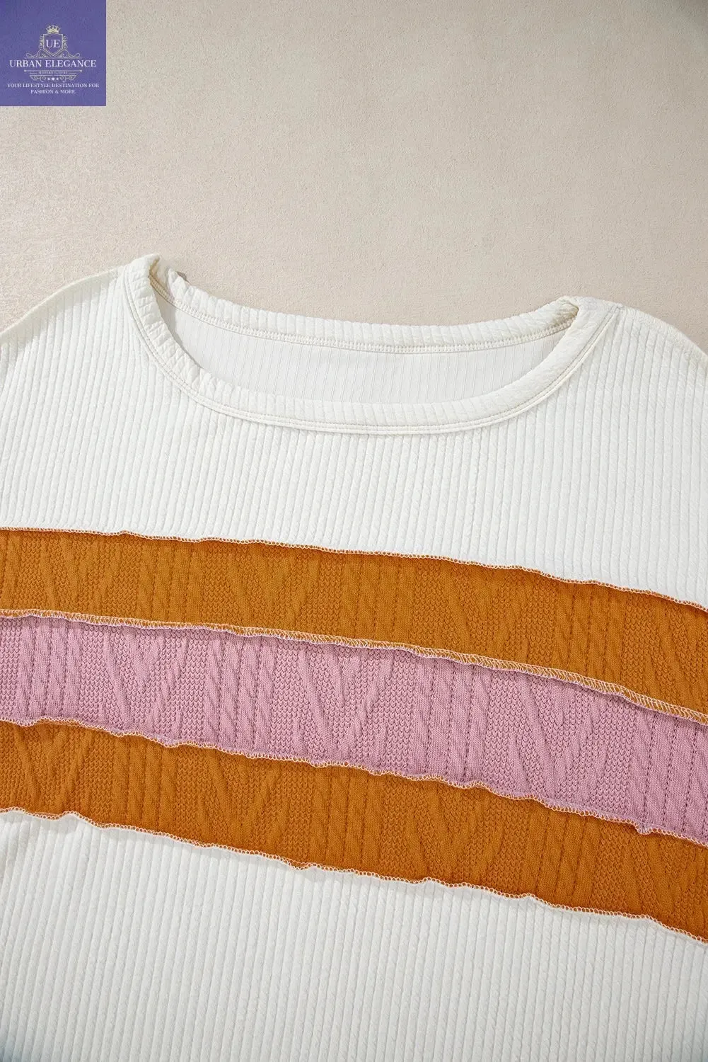 Corded Knit Patchwork Drop Sleeve Top