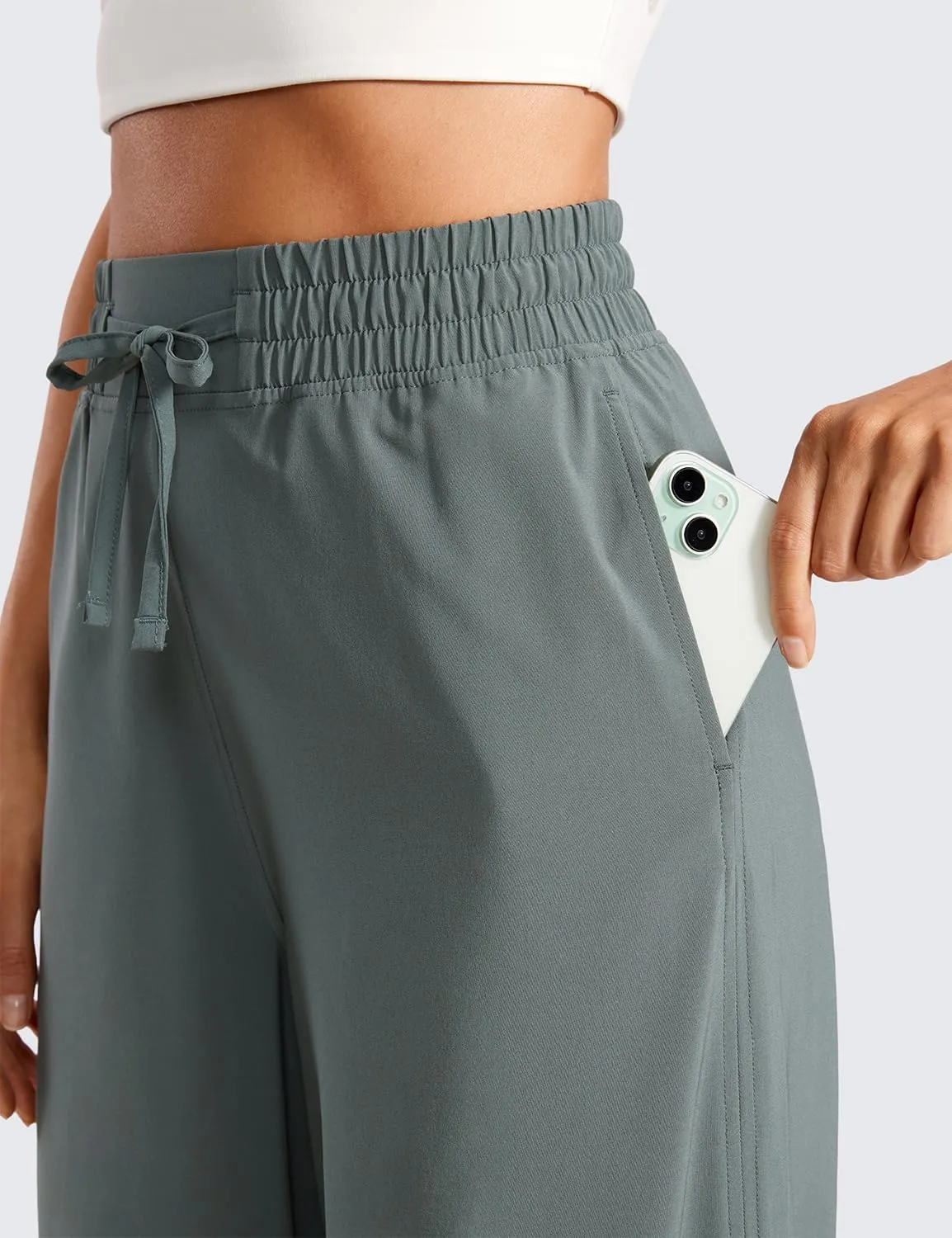 CRZ YOGA Lightweight Wide Leg Cropped Pants for Women 25" High Waisted Loose Casual Lounge Travel Work Sweatpants Summer