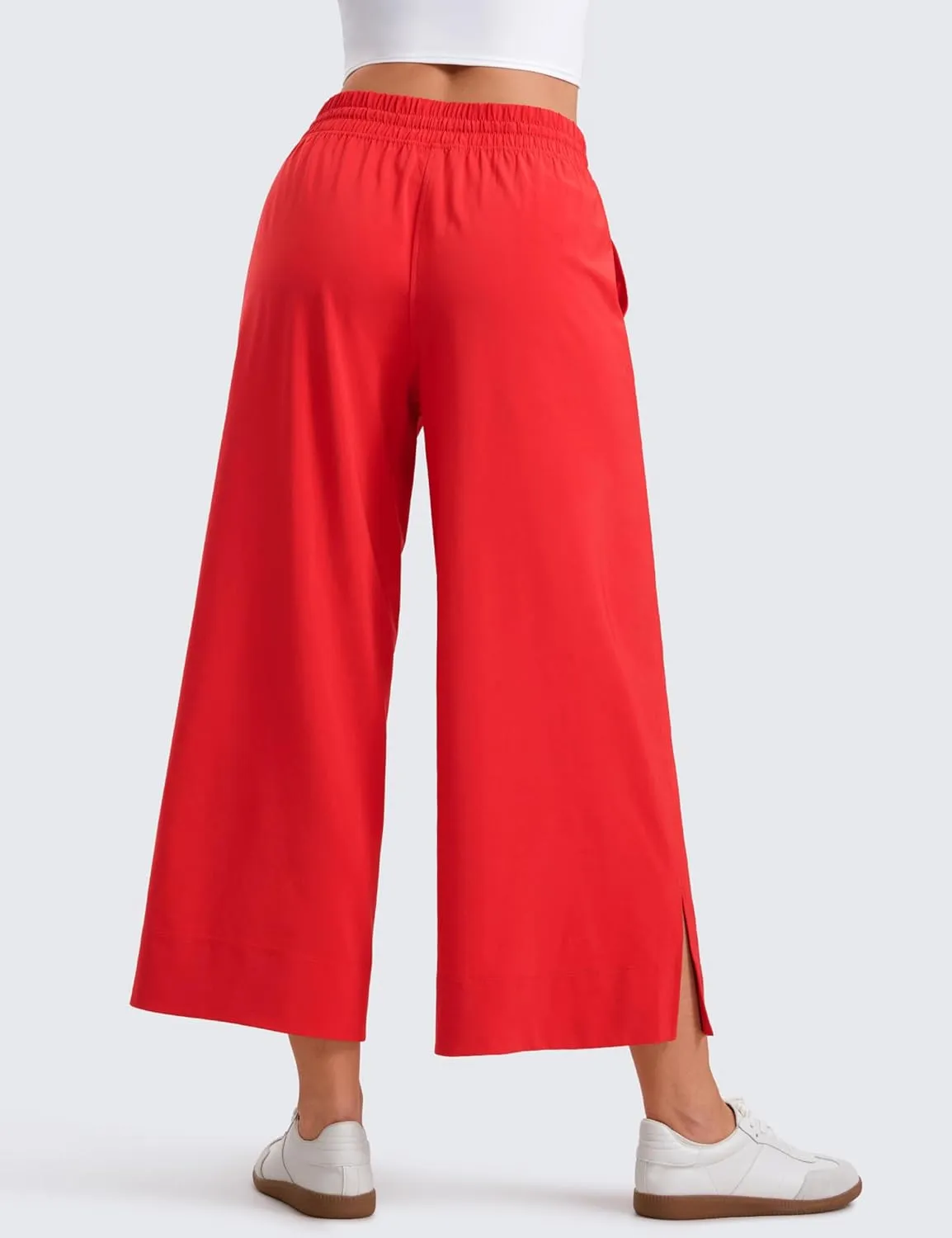 CRZ YOGA Lightweight Wide Leg Cropped Pants for Women 25" High Waisted Loose Casual Lounge Travel Work Sweatpants Summer