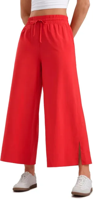 CRZ YOGA Lightweight Wide Leg Cropped Pants for Women 25" High Waisted Loose Casual Lounge Travel Work Sweatpants Summer