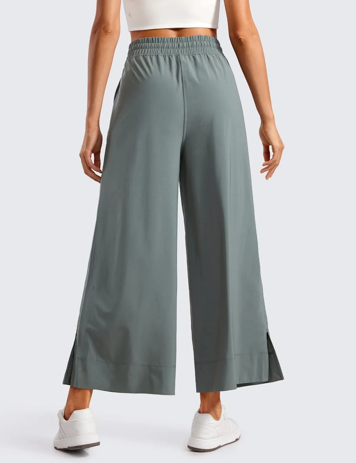 CRZ YOGA Lightweight Wide Leg Cropped Pants for Women 25" High Waisted Loose Casual Lounge Travel Work Sweatpants Summer