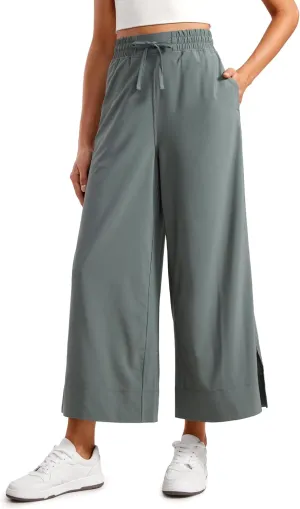 CRZ YOGA Lightweight Wide Leg Cropped Pants for Women 25" High Waisted Loose Casual Lounge Travel Work Sweatpants Summer