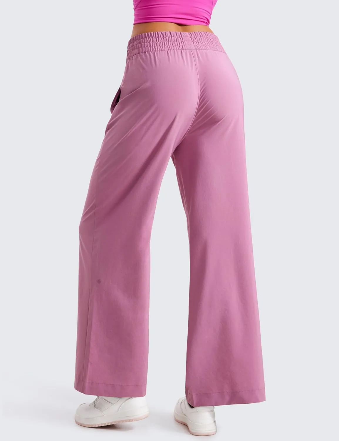 CRZ YOGA Lightweight Wide Leg Pants for Women 30" High Waisted Casual Lounge Travel Work Sweatpants Loose Fit Summer