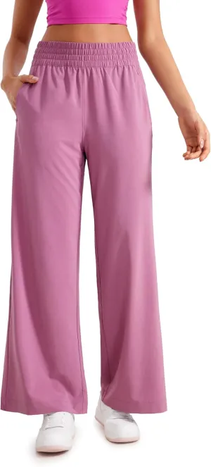 CRZ YOGA Lightweight Wide Leg Pants for Women 30" High Waisted Casual Lounge Travel Work Sweatpants Loose Fit Summer