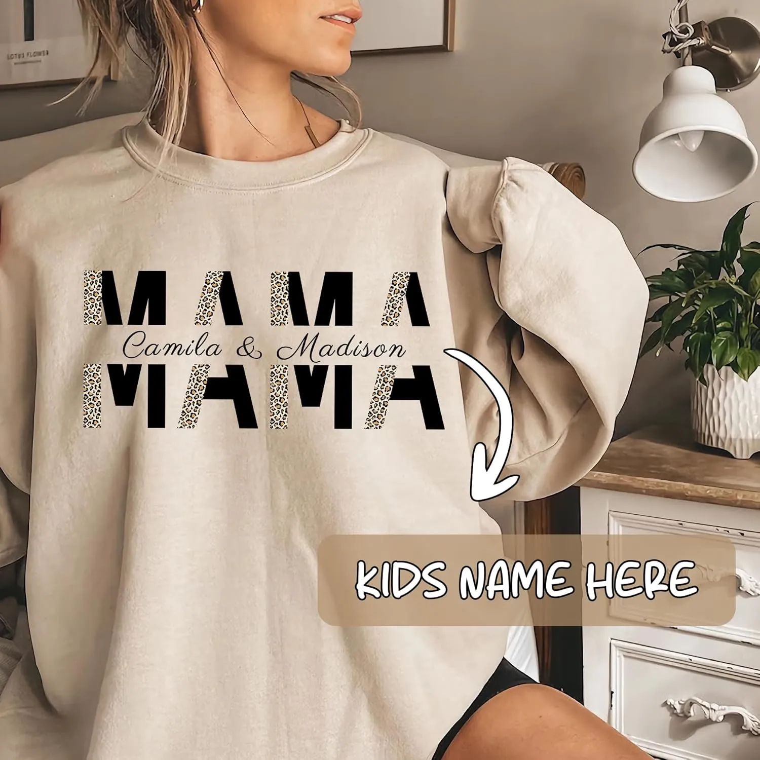 Custom Mama Sweatshirt for Women, Personalized Sweatshirts, Mothers Day Birthday Gifts for Mom From Daughter Son