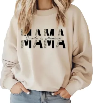 Custom Mama Sweatshirt for Women, Personalized Sweatshirts, Mothers Day Birthday Gifts for Mom From Daughter Son