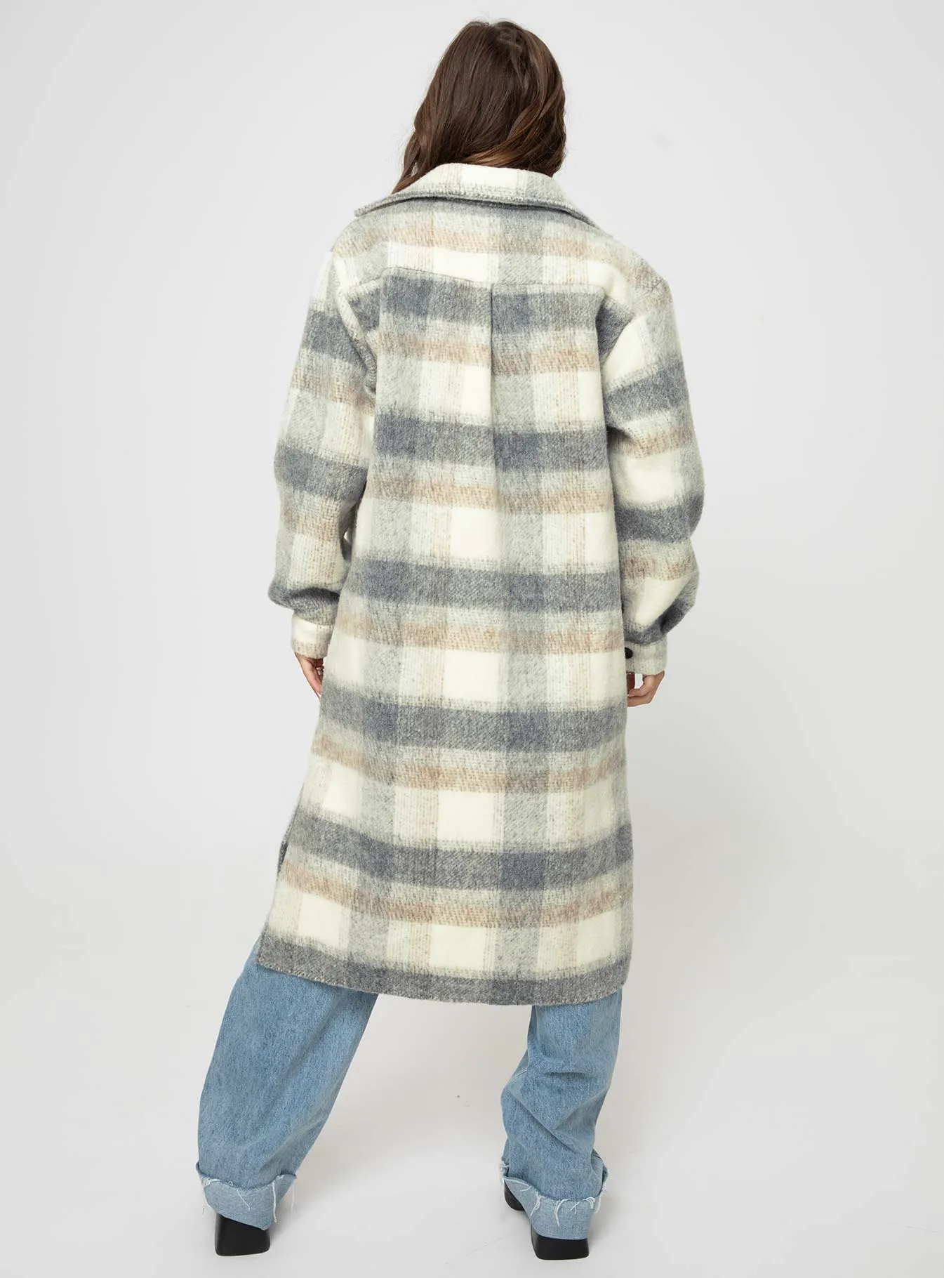 Deasia Check Coat Grey / Beige