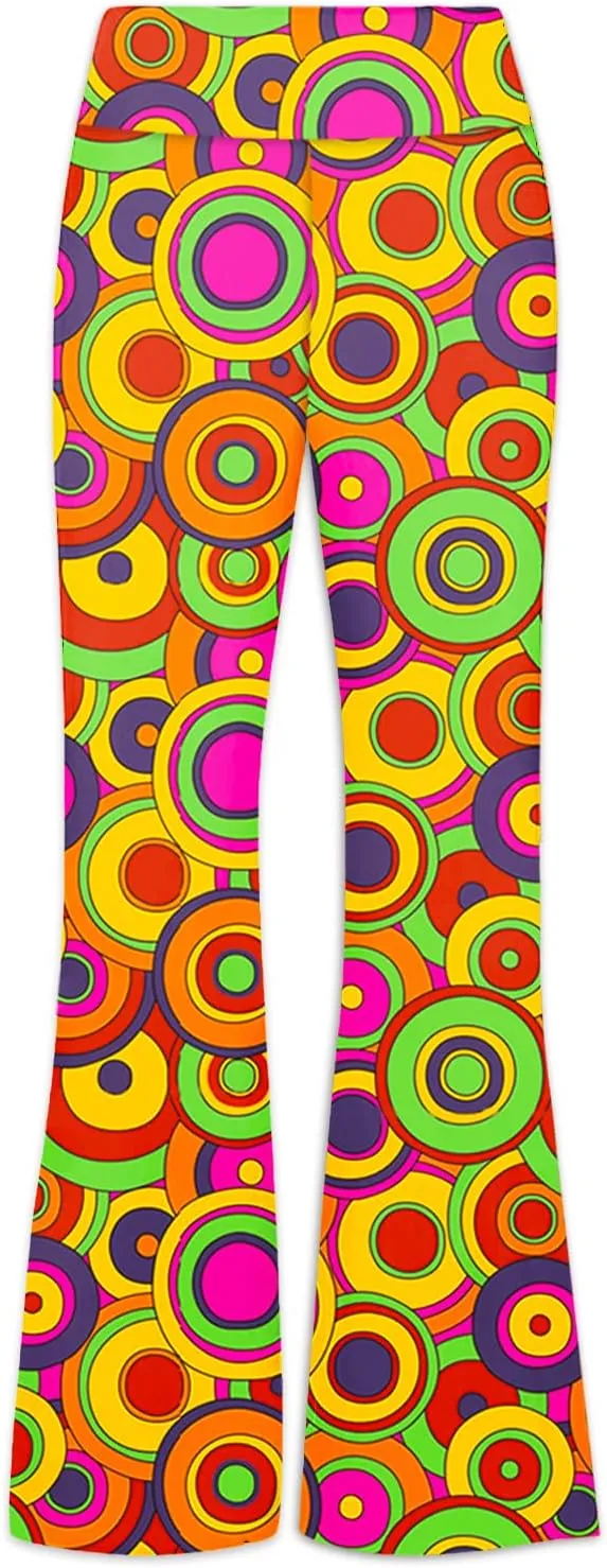 Deerose Girls Bell Bottom Floral Print Stretch Hippie Pants High Waist Flare Pants 5-14 Year