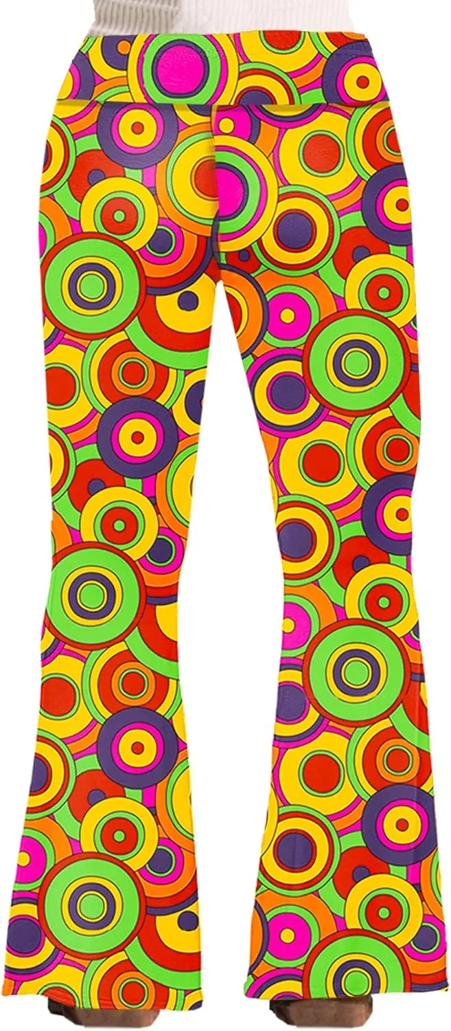 Deerose Girls Bell Bottom Floral Print Stretch Hippie Pants High Waist Flare Pants 5-14 Year