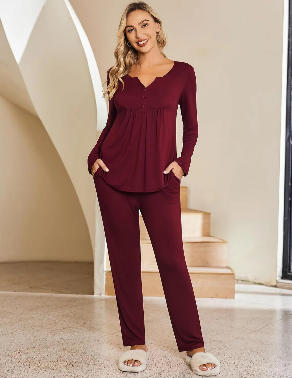Ekouaer Maternity Nursing Pajama Sets Labor Delivery Pjs Long Sleeve Breastfeeding Pajamas Pregnancy Sleepwear Set