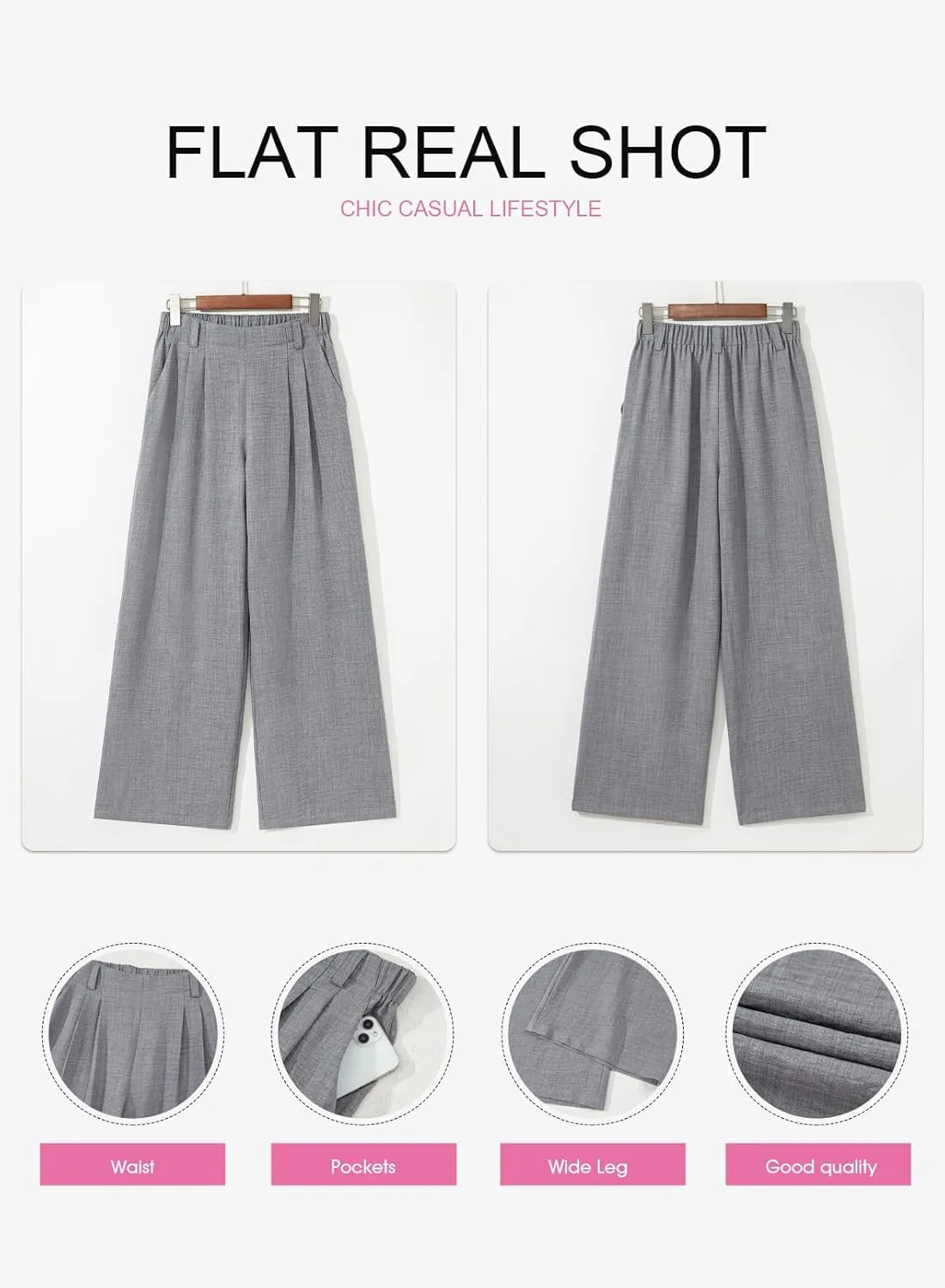 EVALESS Women's Wide Leg Pants High Waisted Business Work Casual Trousers 2025 Summer Comfy Palazzo Pants with Pockets