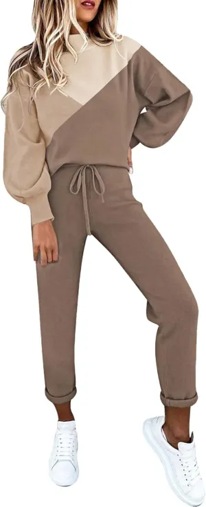 Fixmatti Women's 2 Piece Outfits Long Sleeve Pullover Sweatshirt Jogger Pants Sweatsuit