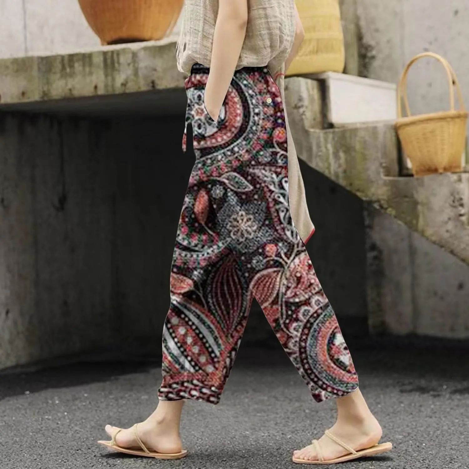 Fleece Lined Leggings Women Drawstring Pants Casual Beach Long Pants Workout Leggings for Women Womens Joggers with
