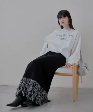 Fringe knit tight skirt