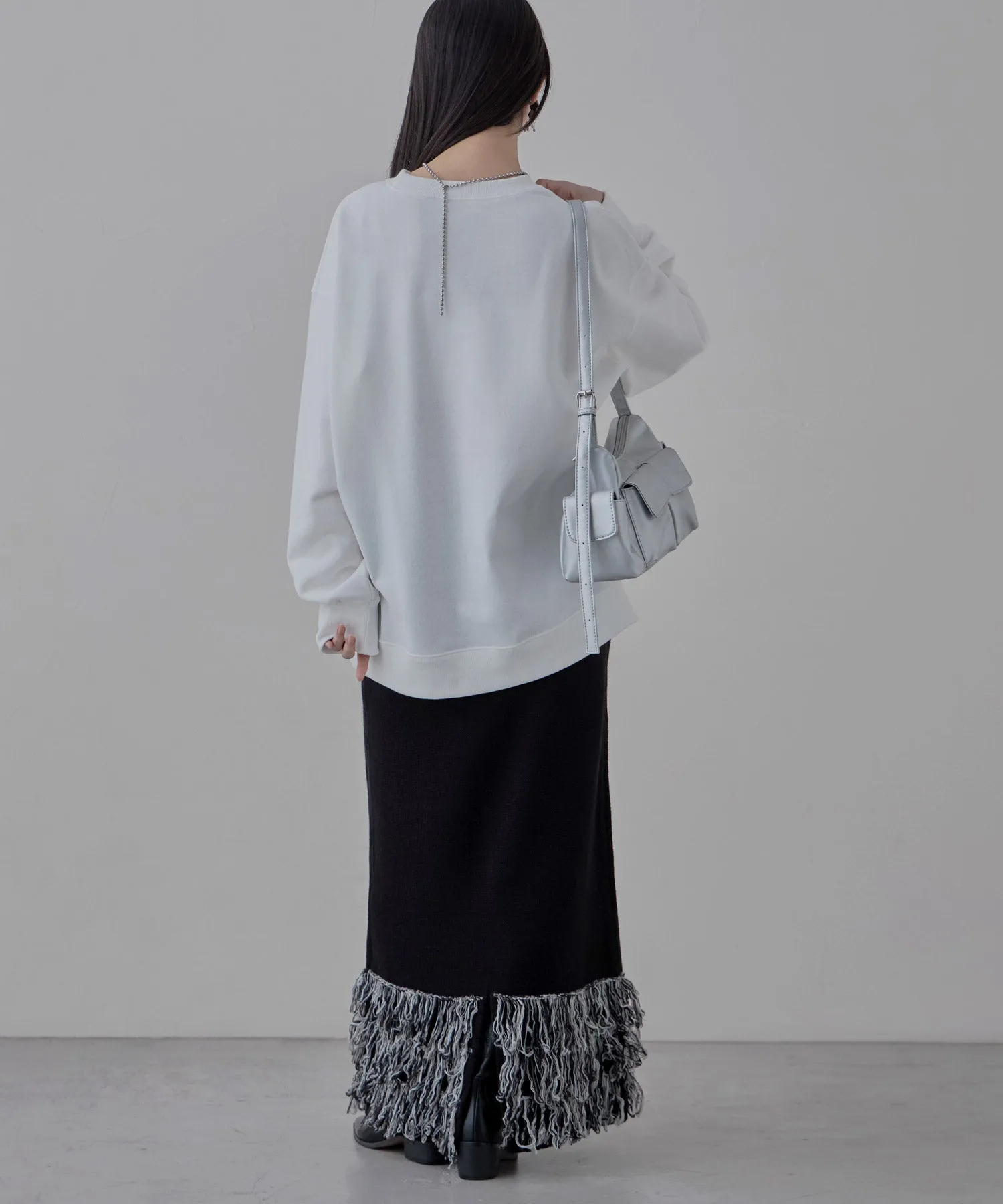 Fringe knit tight skirt