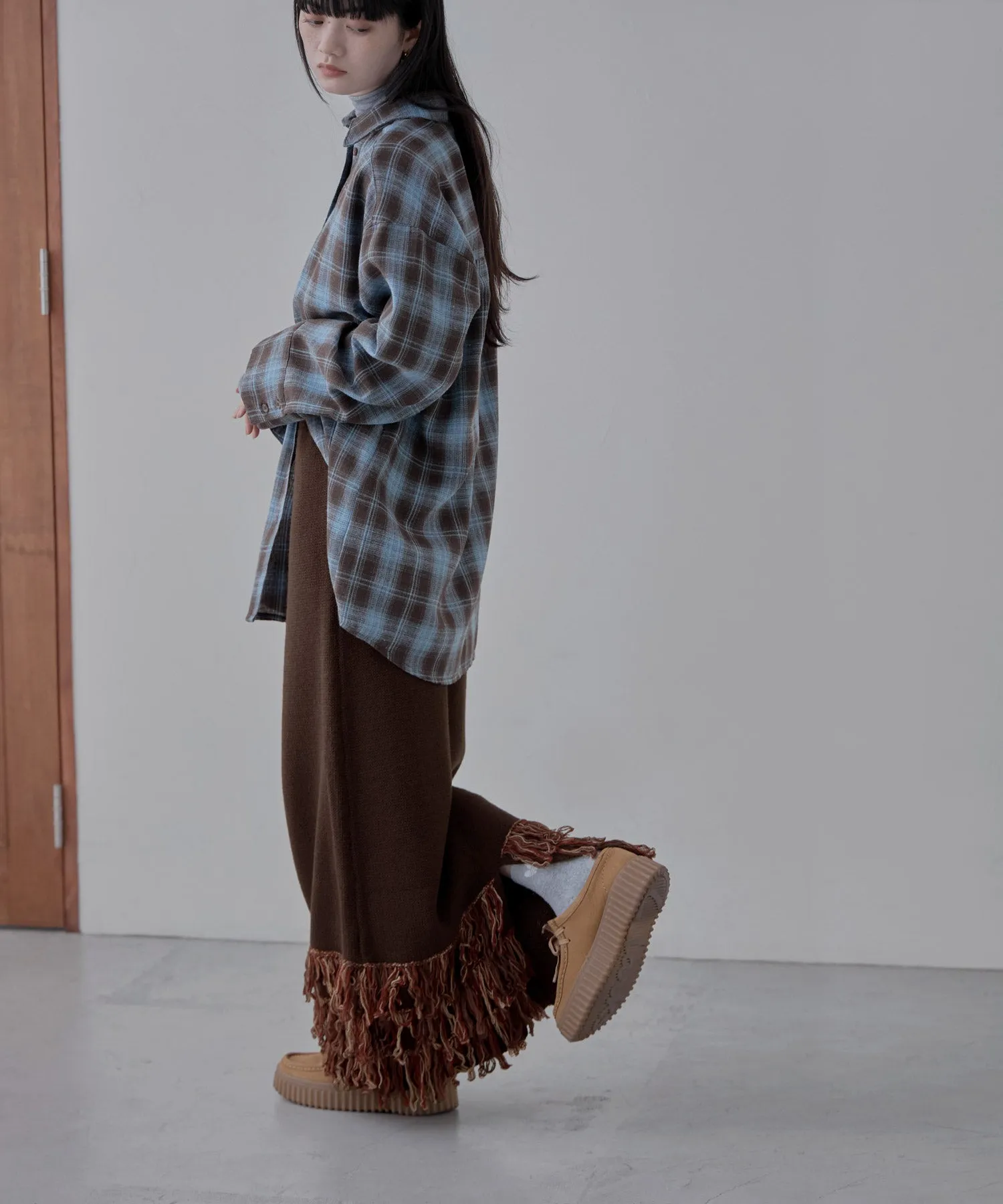 Fringe knit tight skirt