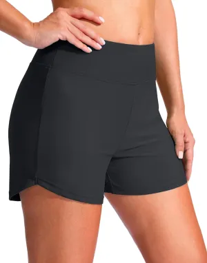 G Gradual Women's 4" Swim Board Shorts High Waisted Tummy Control Swimsuit Bathing Suit Bottoms for Women with Liner Pocket