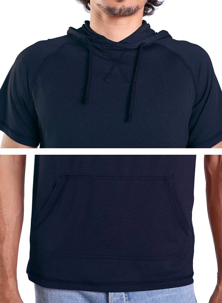 Gary Com Men's Short Sleeve Hoodie T-Shirt Pullover Workout Sweatshirt with Pocket