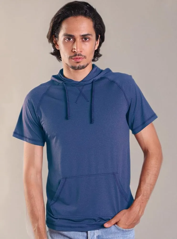Gary Com Men's Short Sleeve Hoodie T-Shirt Pullover Workout Sweatshirt with Pocket