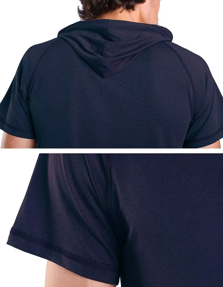 Gary Com Men's Short Sleeve Hoodie T-Shirt Pullover Workout Sweatshirt with Pocket