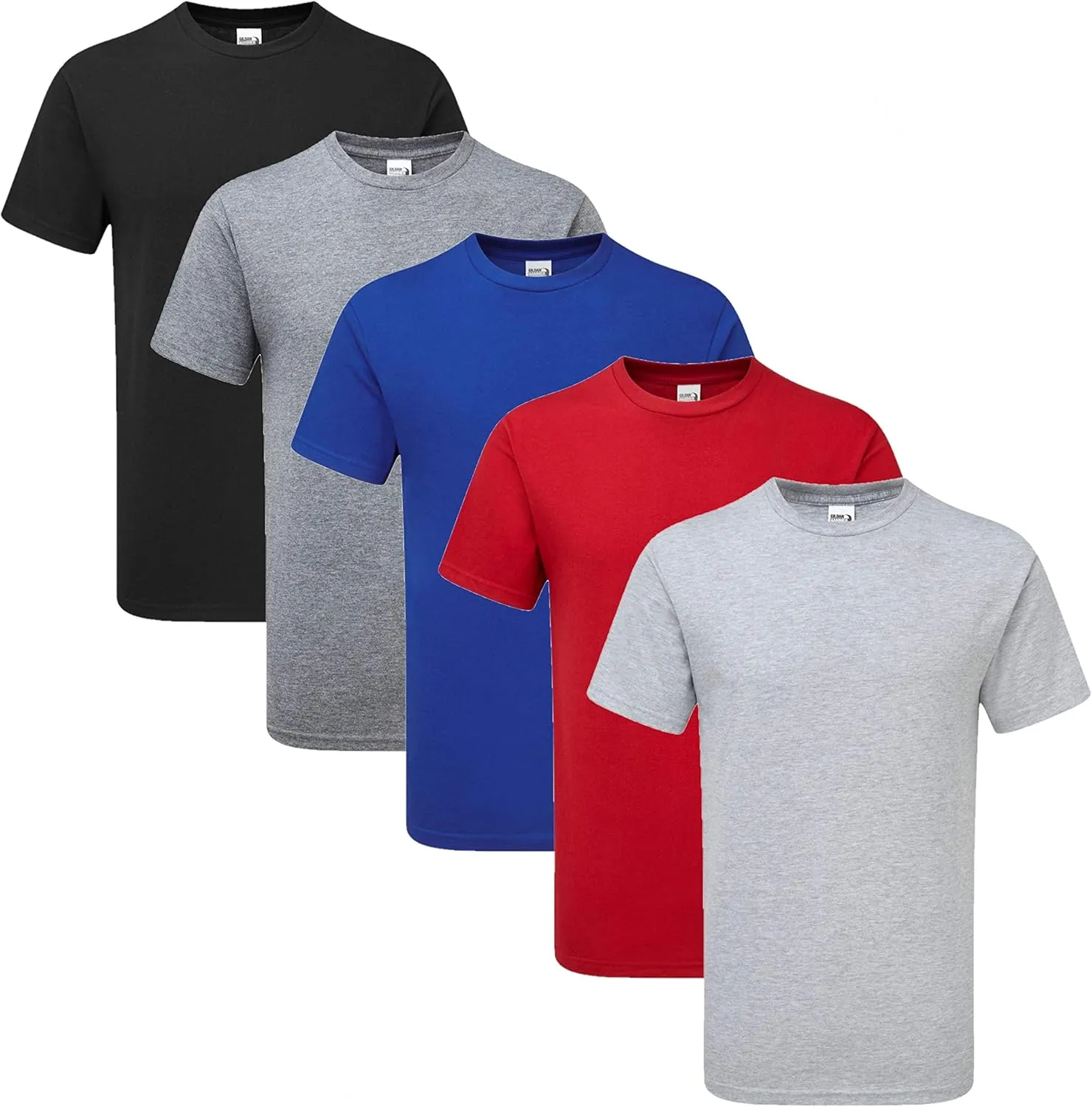 Gildan Hammer H000 T-Shirt - Black/Graphite Heather/Royal/Scarlett/White - 3XL (Pack of 5)