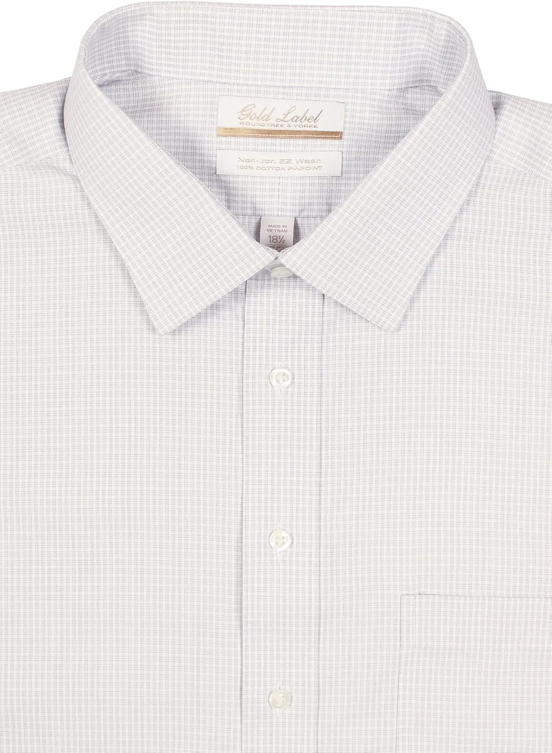 Gold Label Men's Big and Tall Non-Iron Wrinkle-Resistant Long Sleeve Pocket Dress Shirt with Spread Collar