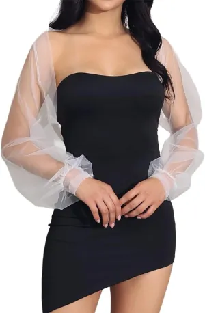 GORAIS Wedding Tulle Bolero Shrug Evening Jacket Long Sleeve Bridal Party Mesh Cardigan for Women and Bride Dresses