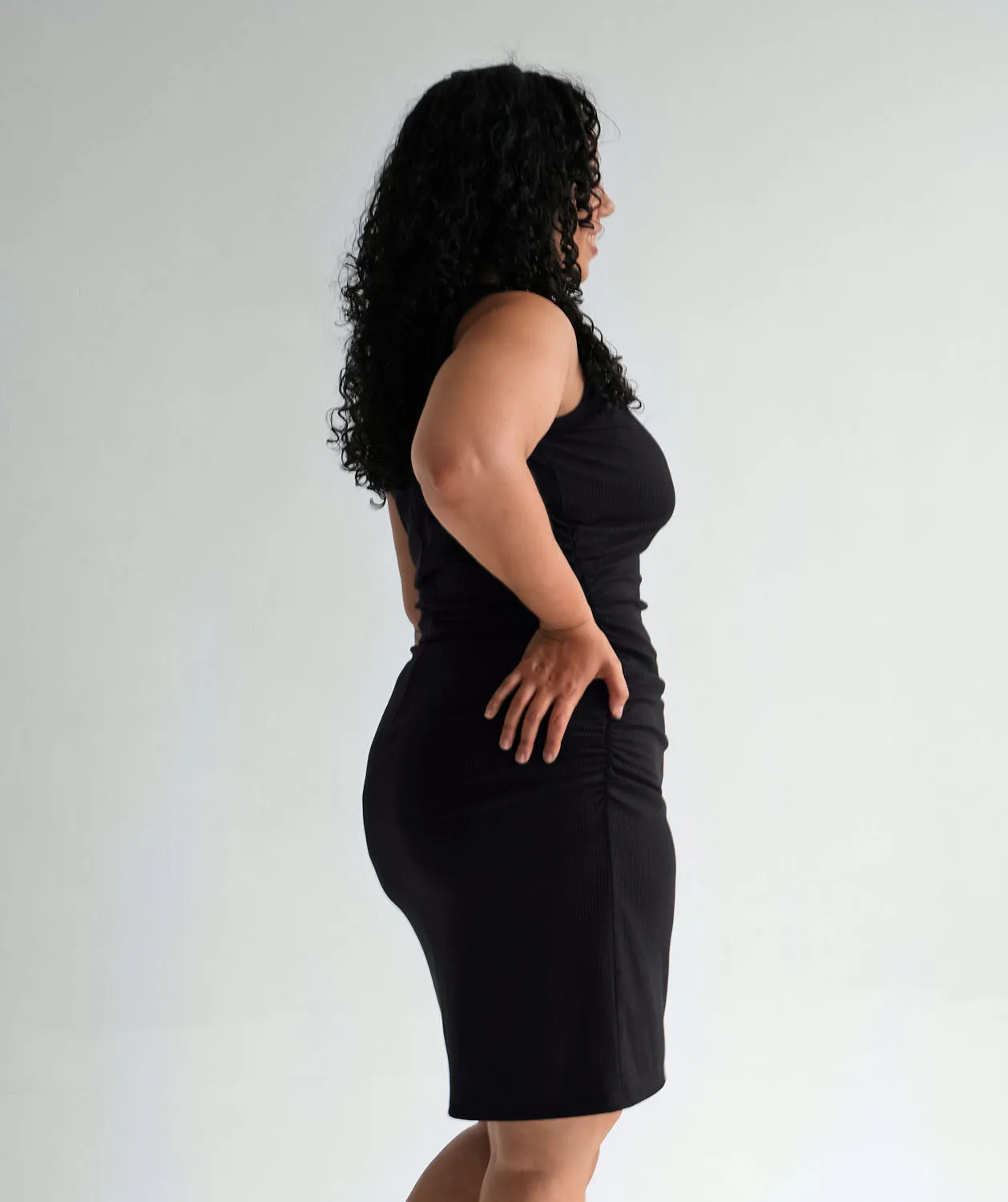 GRACIE rib knit dress in Black