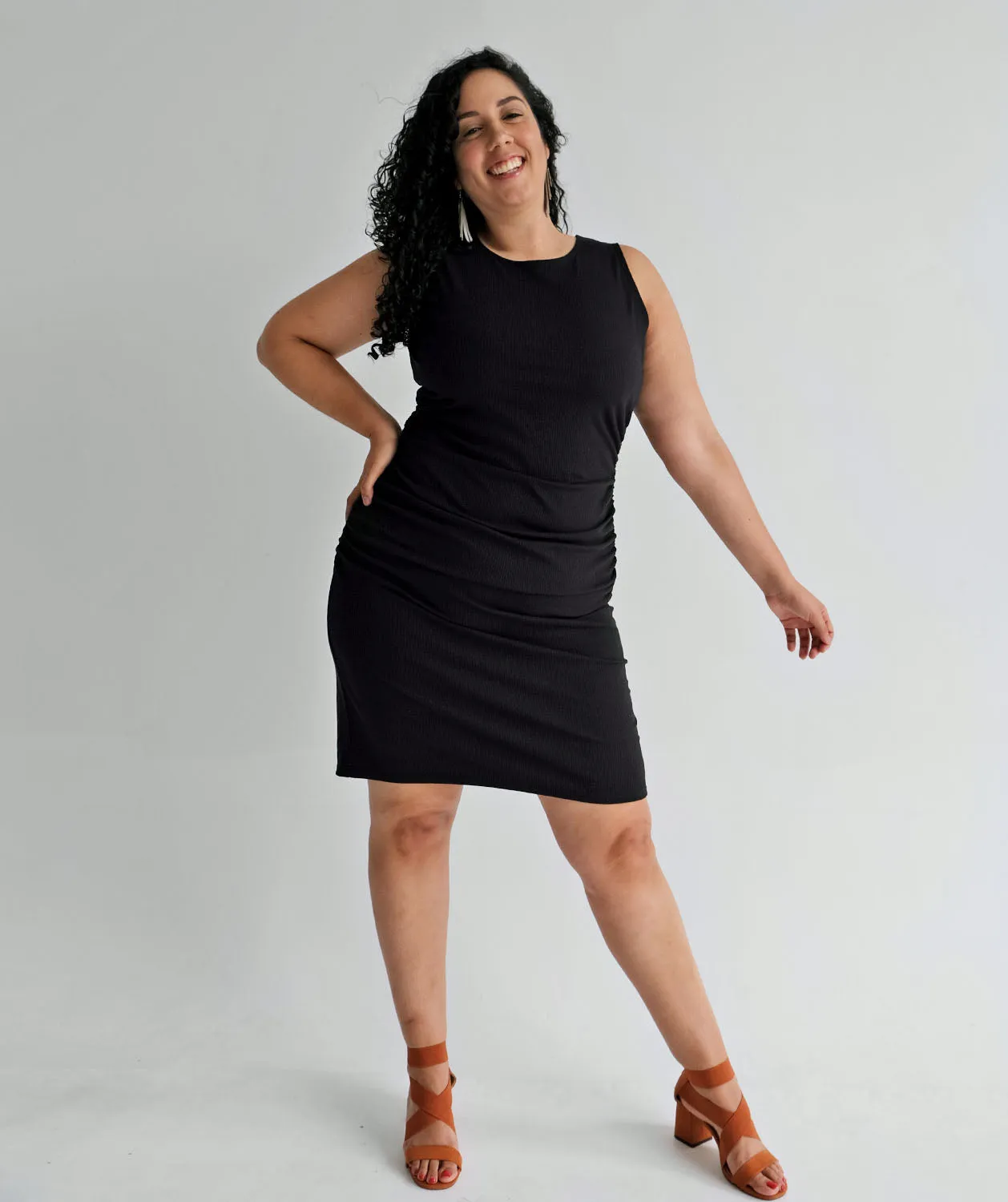 GRACIE rib knit dress in Black