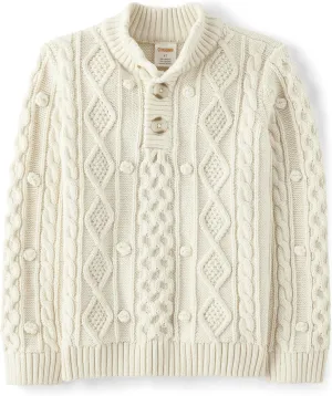 Gymboree Boys' and Toddler Quarter Button Cable Knit Pullover Sweater