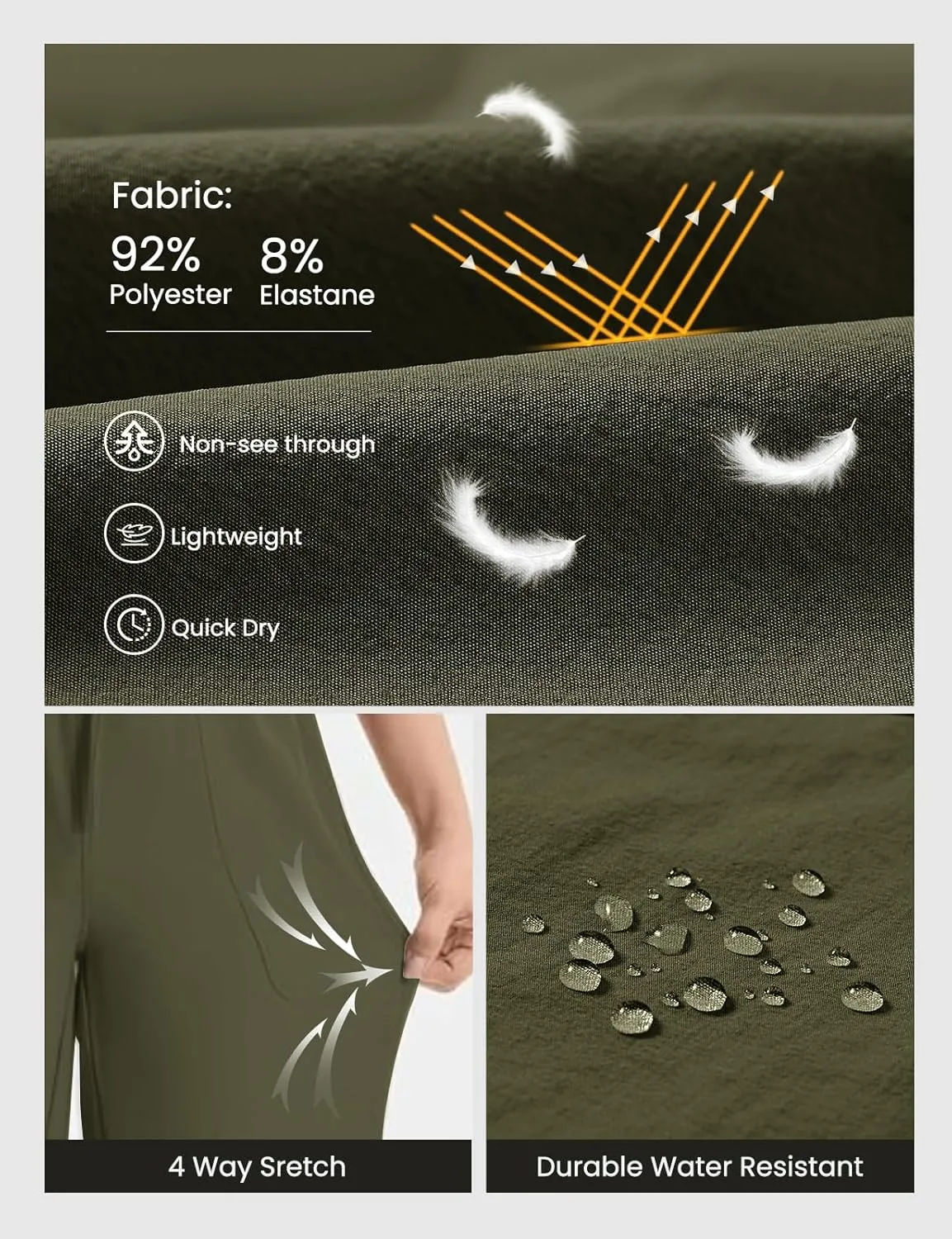 GymBrave Women's Capri Pants with 6 Pockets Quick Dry Lightweight Cargo Hiking Capris Outdoor Casual Travel