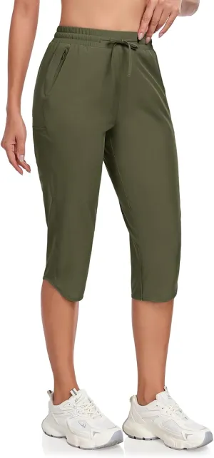 GymBrave Women's Capri Pants with 6 Pockets Quick Dry Lightweight Cargo Hiking Capris Outdoor Casual Travel