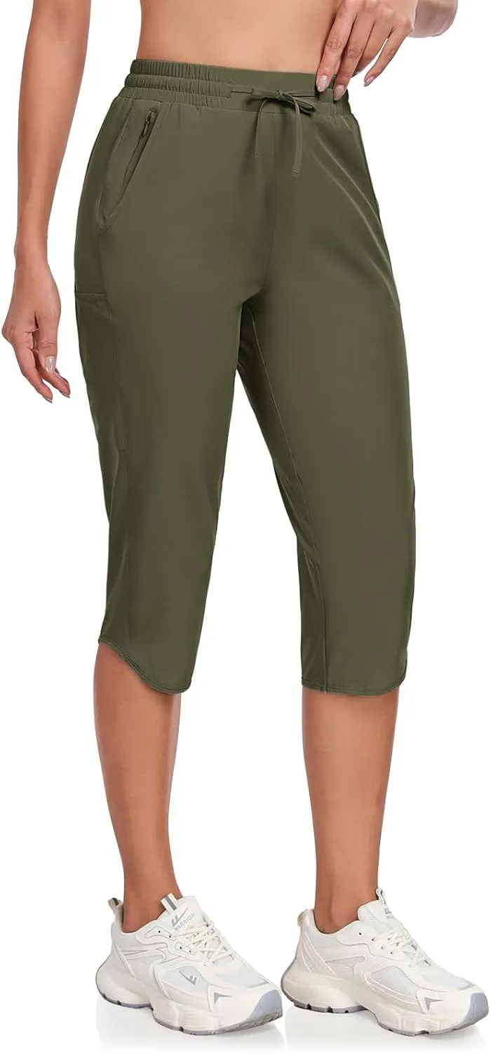 GymBrave Women's Capri Pants with 6 Pockets Quick Dry Lightweight Cargo Hiking Capris Outdoor Casual Travel