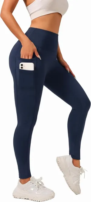 High-Waist Yoga Pants for Women, 4-Pocket Tummy Control Butt-Lifting Workout Leggings