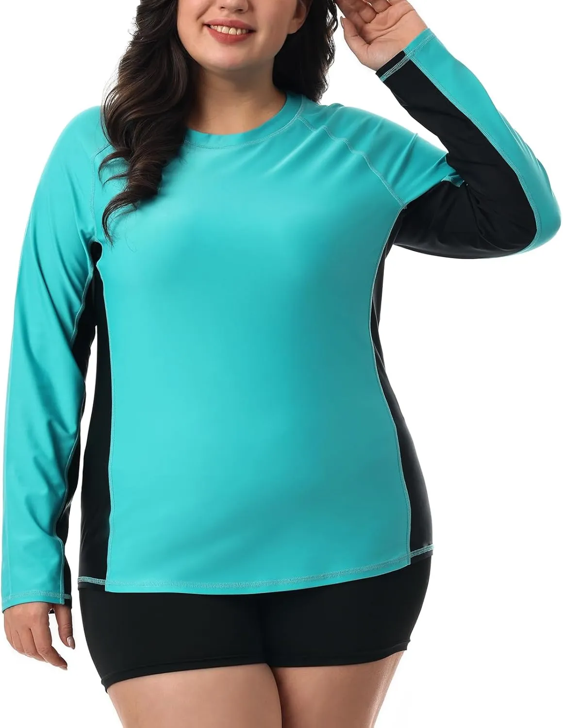 HODOSPORTS Women's Plus Size Rash Guard UPF 50  Swim Shirt Sun Protection Swimsuit Top Long Sleeve 1X-6X