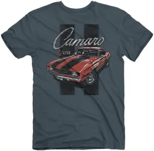 JEDCo Chevrolet Camaro Short Sleeve T-Shirt, Indigo | Chevy Z-28, Classic Car Design | 100% Cotton
