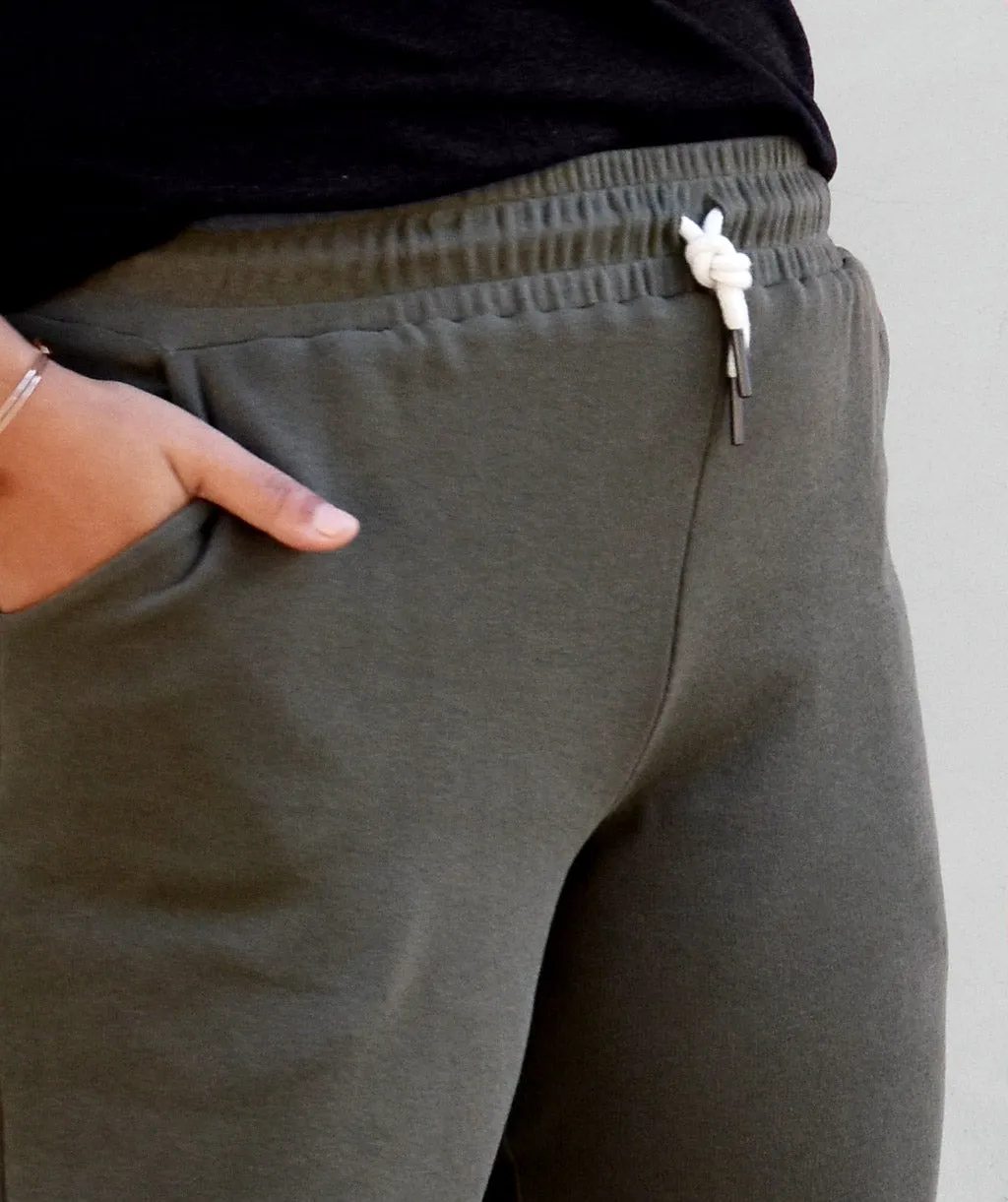 JESSE double knit joggers in Army Green